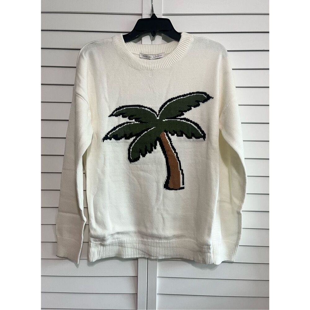 NWT English Factory Palm Tree Pullover Sweater Size Large